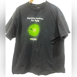 Vtg Black Top Gun T-Shirt with Green Radar Graphic